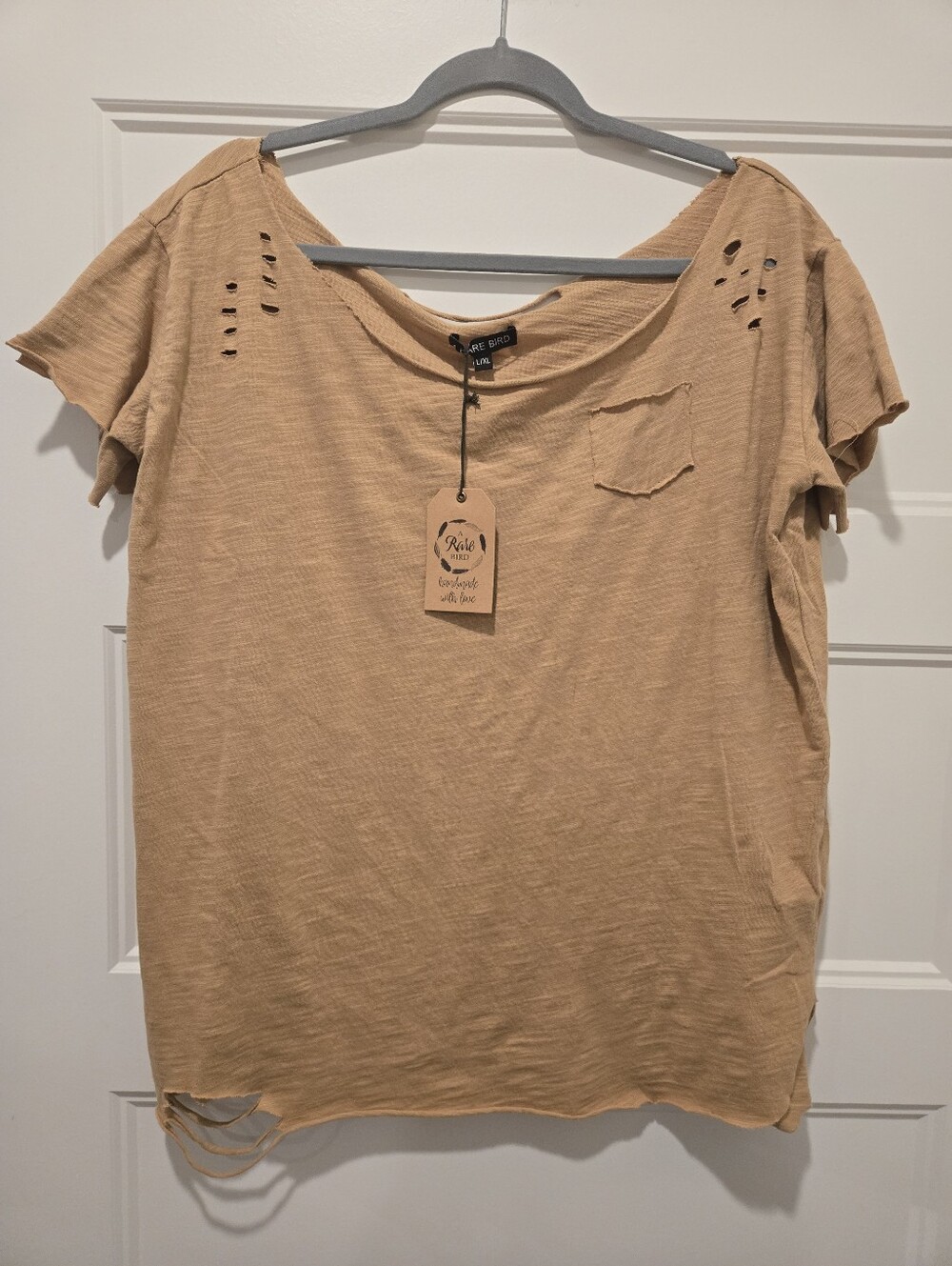 NWT A Rare Bird Relaxed Distressed Women’s Tee - Tan